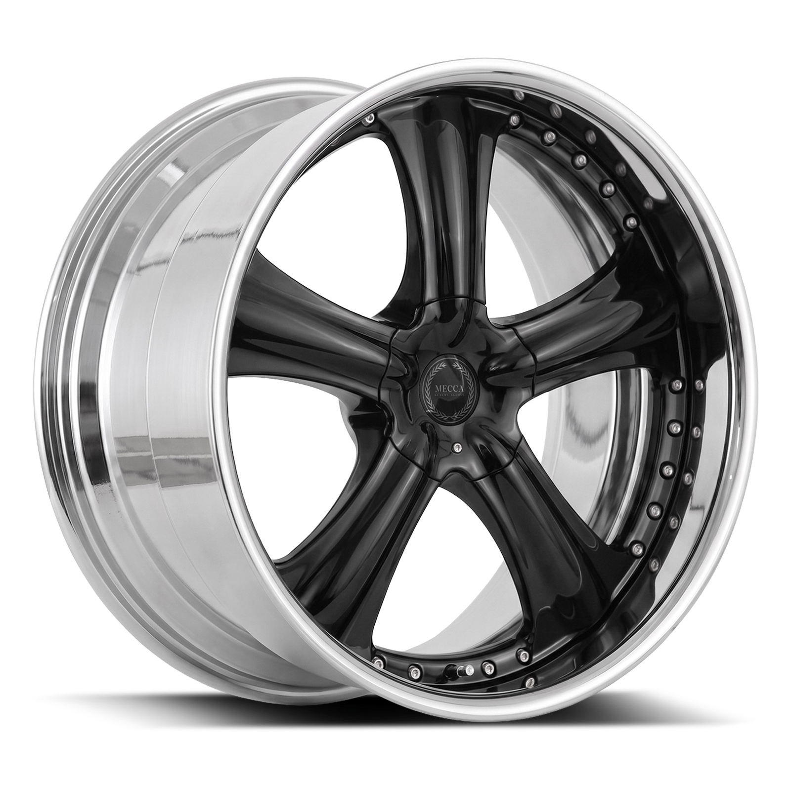 AME STYLE WHEELS 2 PIECE BLACK CHROME 17" 18" 19" 20" 22" 24"