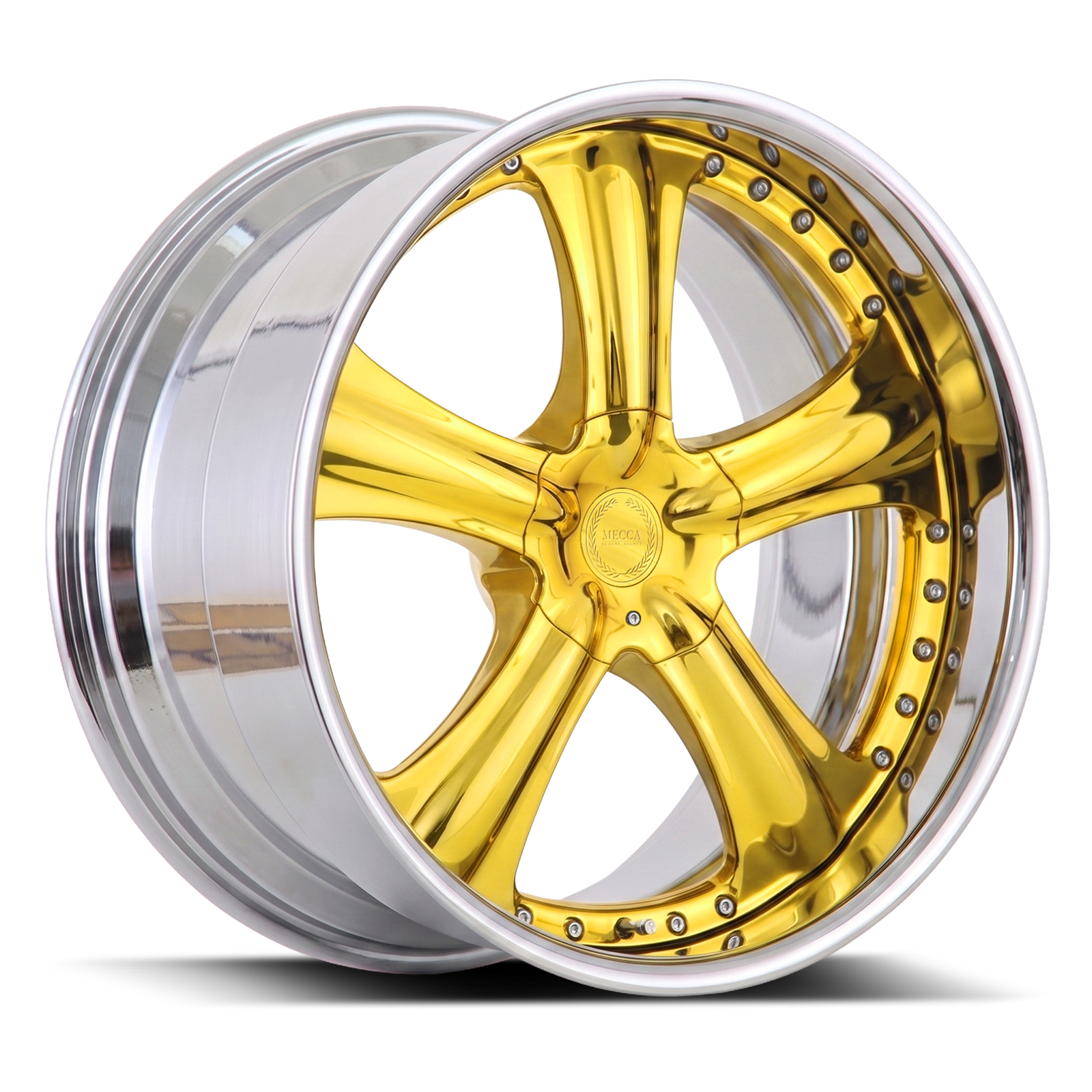 AME STYLE WHEELS 2 PIECE GOLD CHROME 17" 18" 19" 20" 22" 24"